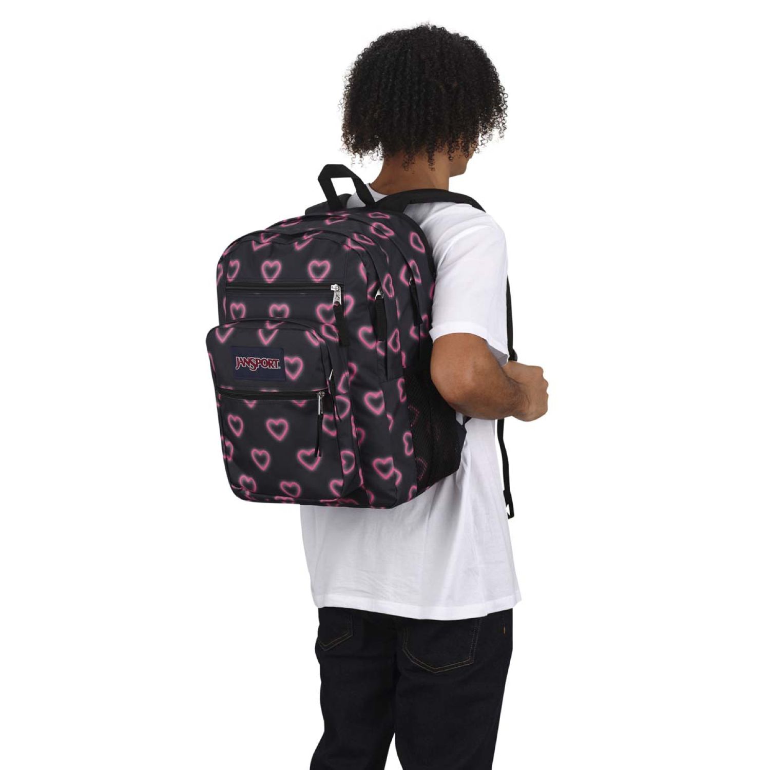 Jansport Big Student Backpack Happy Hearts Black